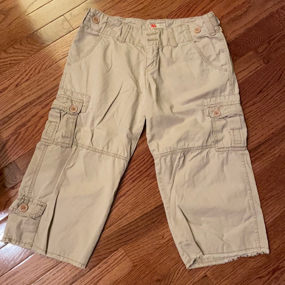 Twill Twenty Two Cotton Khaki Cargo Capris - image 1